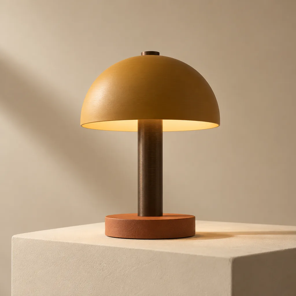 Original fictional ochre lamp featured in an ecommerce design concept
